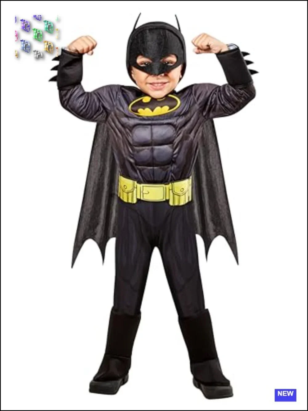 Batman Toddler Costume | Padded Jumpsuit Cape Mask Belt